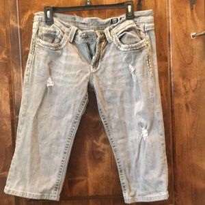 Grey distressed Miss Me Cropped